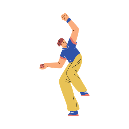 Bowler swinging to throw ball  Illustration