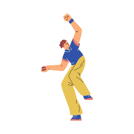 Bowler swinging to throw ball  Illustration
