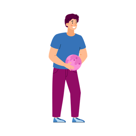 Bowling player male holding ball  Illustration