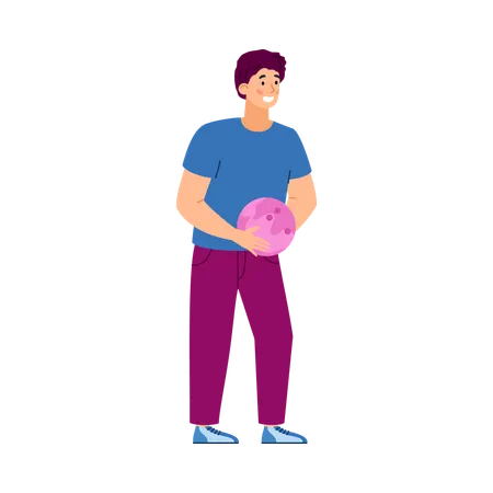 Bowling player male holding ball  Illustration