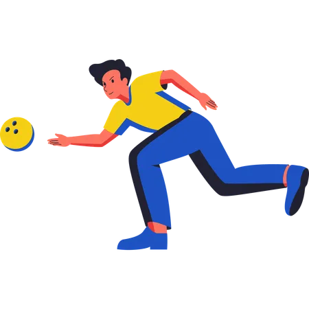 Bowling Player Throwing Bowling Ball  Illustration