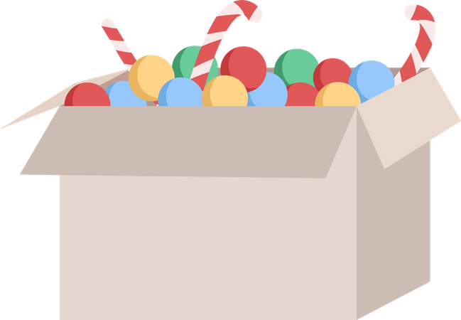 Box with Christmas decorations Illustration