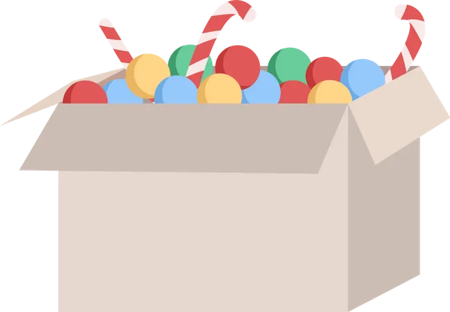 Box with Christmas decorations  Illustration