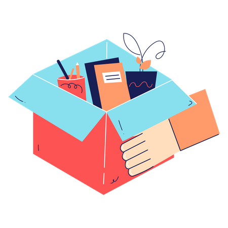 Box with office stuff  Illustration