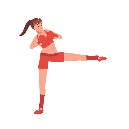 Mulher esportiva boxe  Ilustração