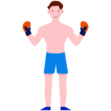 Boxeador con guantes de boxeo  Ilustración