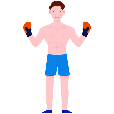 Boxeador con guantes de boxeo  Ilustración