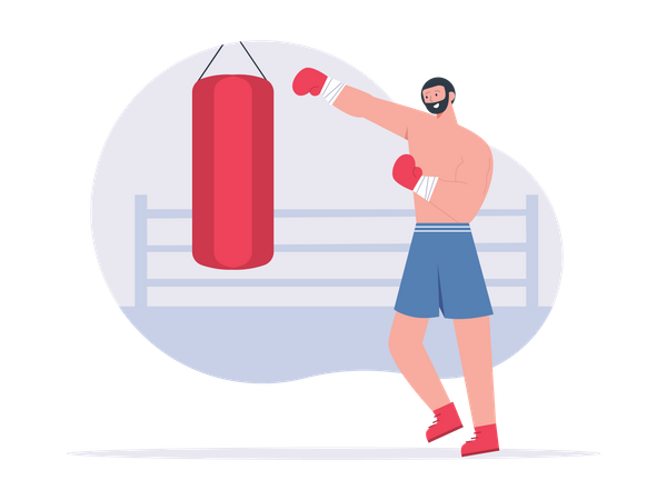 Boxeador pratica socos  Ilustração