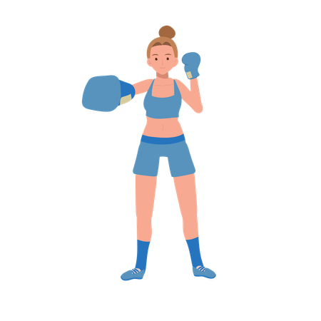 Boxeadora en entrenamiento de gimnasio  Ilustración