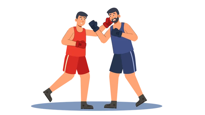 Boxeadores peleando  Ilustración