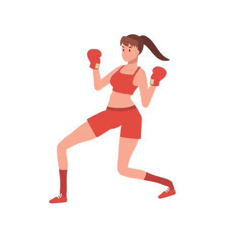 Boxeo femenino con confianza  Ilustración