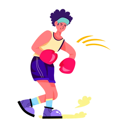 Modern Flat Illustration Of Boxer Illustration