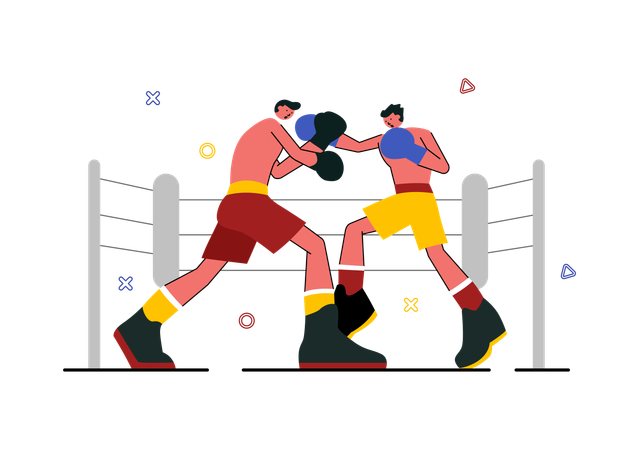 Boxer, die am Wettkampf teilnehmen  Illustration