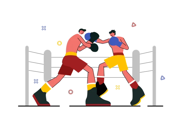 Boxer, die am Wettkampf teilnehmen  Illustration