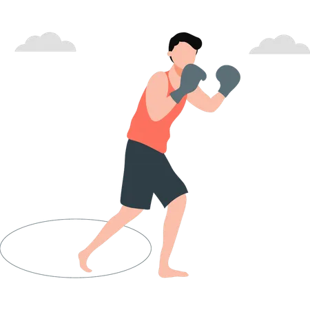 Boxer doing practice  Illustration