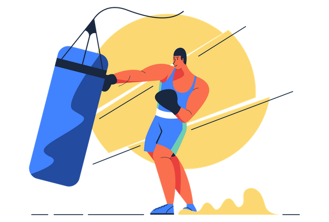 Boxer doing training Illustration