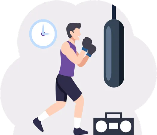 Boxer Doing Training Illustration