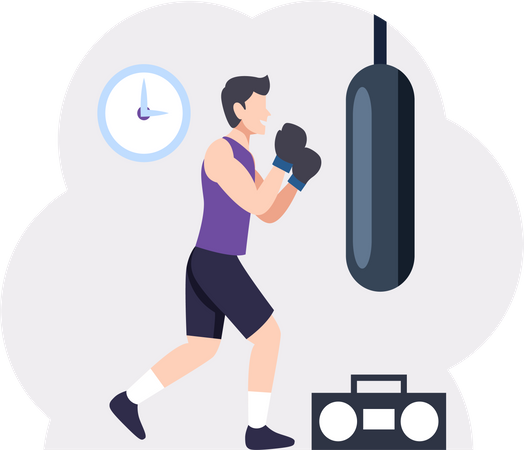 Boxer Doing Training  Illustration