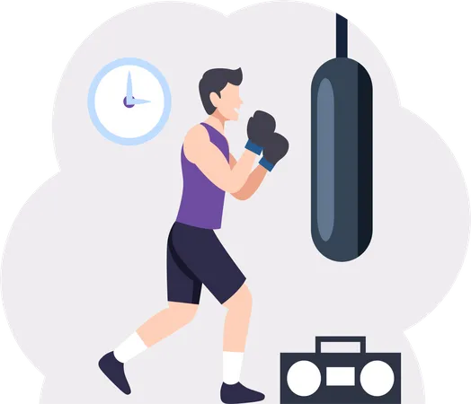 Boxer Doing Training  Illustration