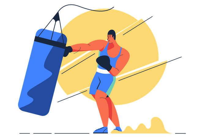 Boxer doing training  Illustration