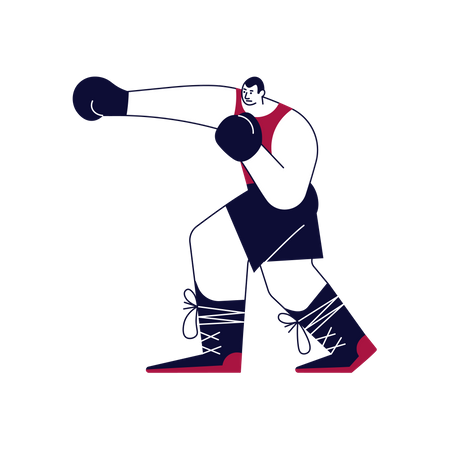 Boxer em greves de luvas de boxe  Ilustração