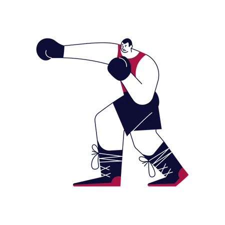 Boxer in boxing gloves strikes  Illustration