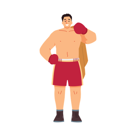 Boxer in red wrestling gloves  Illustration