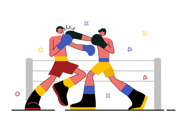 Boxer kämpfen im Kampf  Illustration