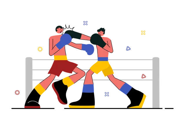 Boxer kämpfen im Kampf  Illustration