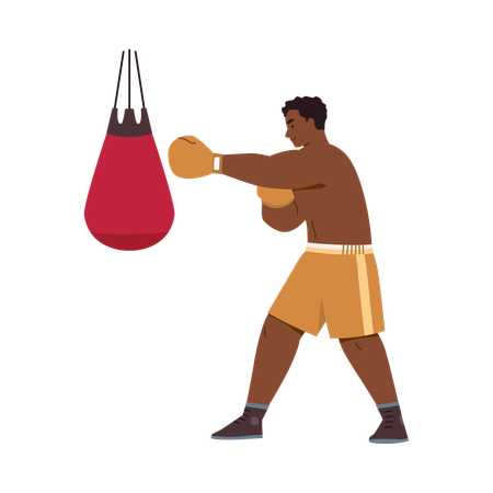 Boxer practicing in gym  Illustration