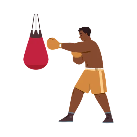 Boxer practicing in gym  Illustration