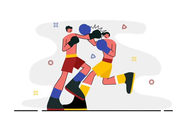 Boxer mit roten Handschuhen im Kampf  Illustration