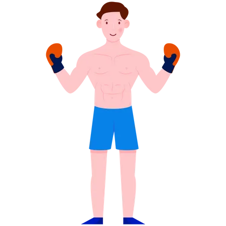 Boxer wearing boxing gloves Illustration