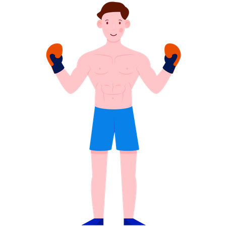 Boxer wearing boxing gloves  Illustration