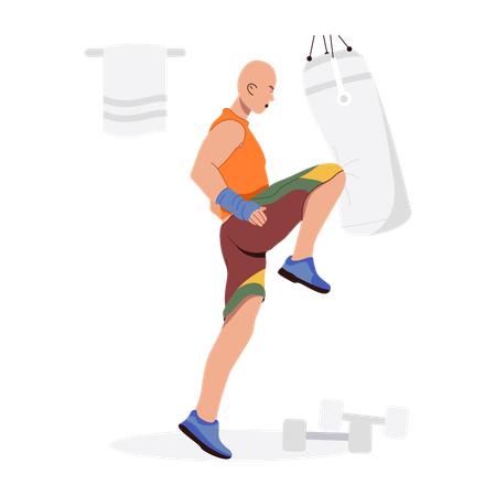 Boxeur masculin faisant de la boxe  Illustration