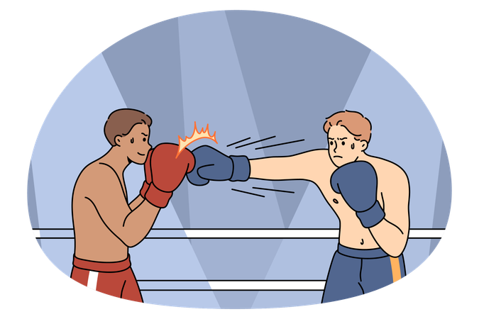 Les boxeurs s'affrontent sur un ring carré  Illustration