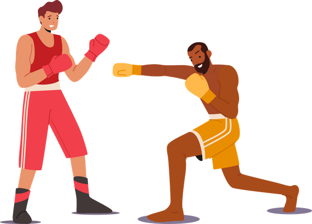 Boxeurs masculins se battant entre eux  Illustration