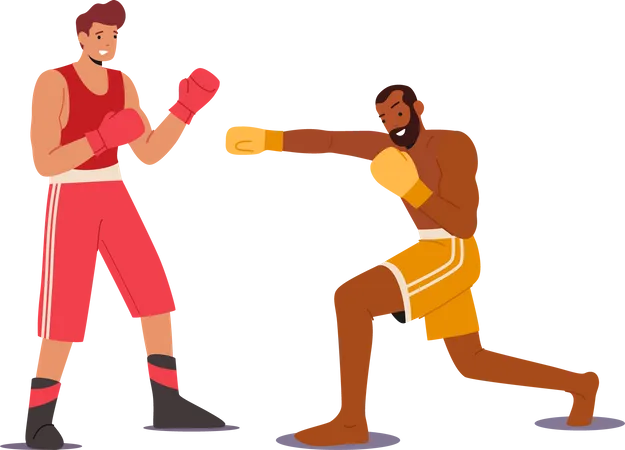 Boxeurs masculins se battant entre eux  Illustration