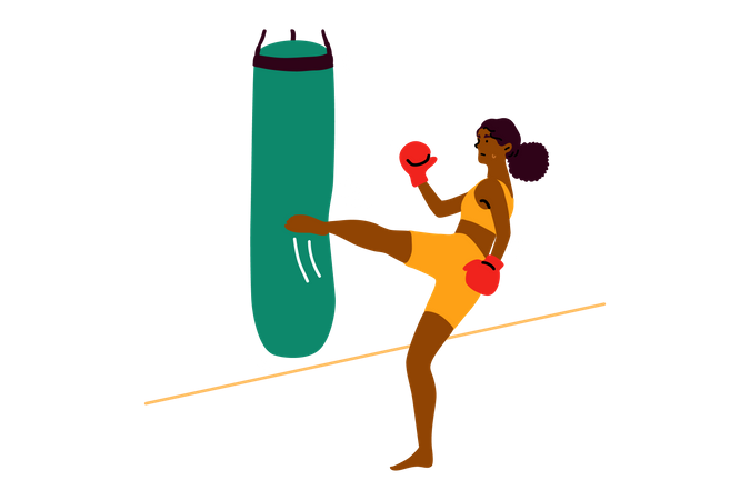 Sac de boxe boxeur féminin  Illustration