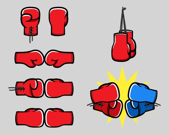 Boxing Glove Cartoon Hand Collection Illustration