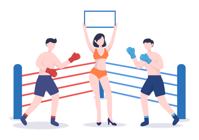 Boxing match round Illustration