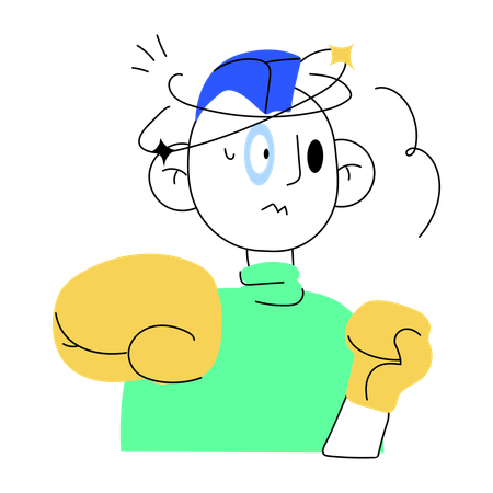 Boxing player with injured head  Illustration