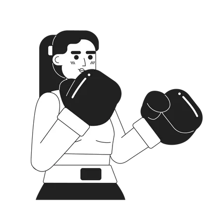 Boxing woman training Illustration