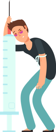 Boy addicted to drug use  Illustration