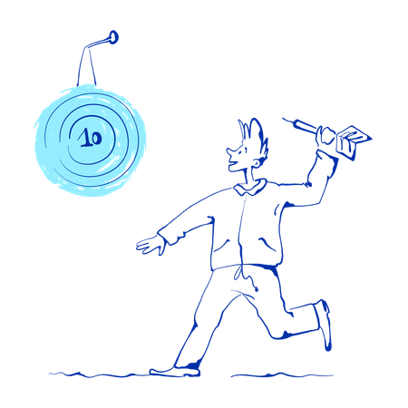 Boy aims at darts  Illustration