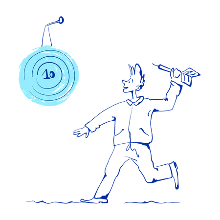 Boy aims at darts  Illustration