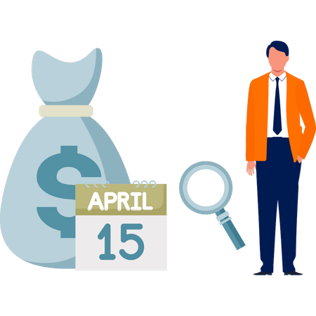 Boy analysing salary date  Illustration