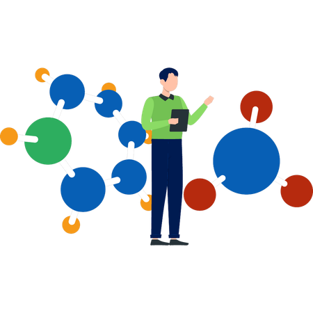 Boy analysis atomic sturcture  Illustration