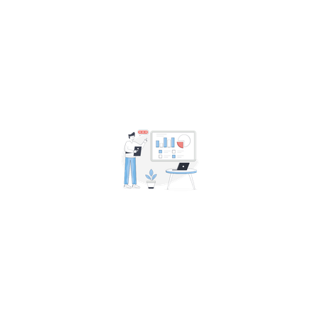 Boy Analysis Business Rising Graph  Illustration