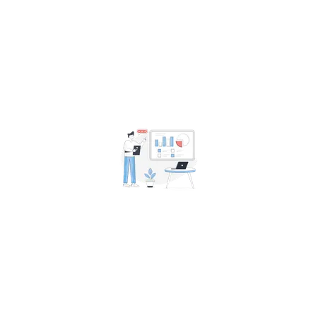 Boy Analysis Business Rising Graph  Illustration